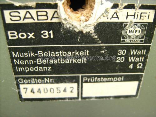 Box 31 ; SABA; Villingen (ID = 2120324) Parleur