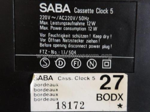 Cassette Clock 5; SABA; Villingen (ID = 1817634) Radio