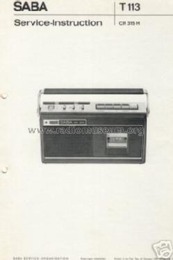 Cassettenrecorder 315; SABA; Villingen (ID = 119293) Enrég.-R