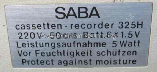 Cassettenrecorder CR-325H; SABA; Villingen (ID = 577407) Sonido-V