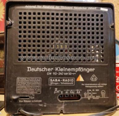 Deutscher Kleinempfänger für Batteriebetrieb DKE38B; SABA; Villingen (ID = 2915802) Radio