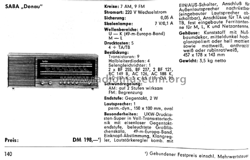 Donau E Mod. DO-E; SABA; Villingen (ID = 2557929) Radio