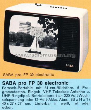 Electronic Pro FP 30; SABA; Villingen (ID = 1287694) Television