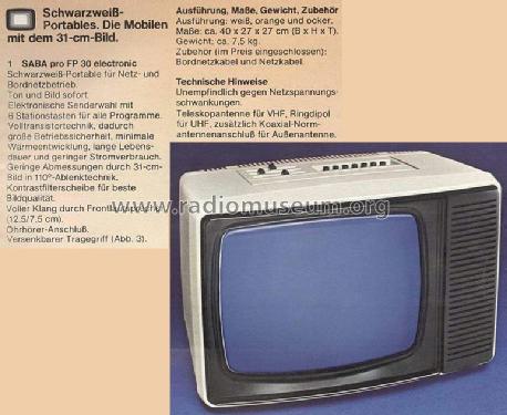Electronic Pro FP 30; SABA; Villingen (ID = 661977) Television