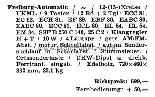 Freiburg-Automatic ; SABA; Villingen (ID = 1917453) Radio