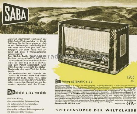 Freiburg Automatic 6-3D; SABA; Villingen (ID = 738) Radio