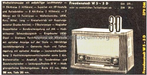 Freudenstadt W5-3D; SABA; Villingen (ID = 2690737) Radio