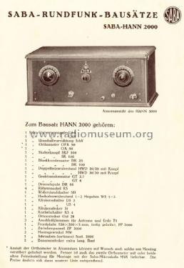 HANN2000 ; SABA; Villingen (ID = 1271912) Radio