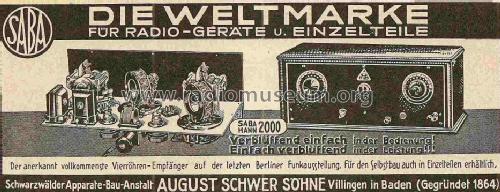 HANN2000 ; SABA; Villingen (ID = 858695) Radio