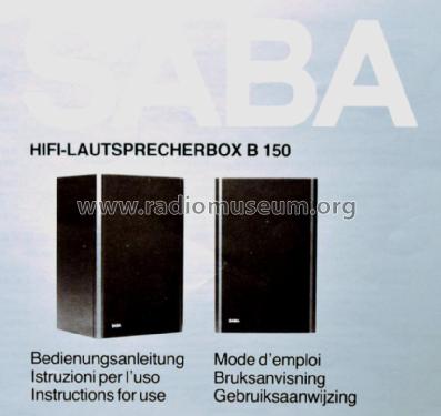 HiFi Lautsprecherbox B 150; SABA; Villingen (ID = 1776828) Speaker-P