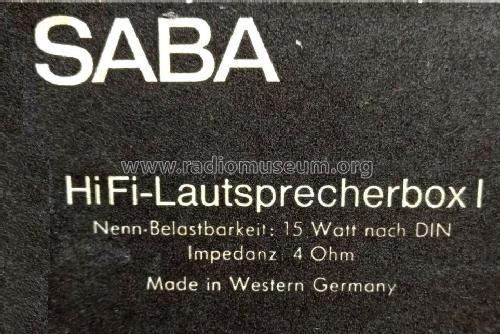 Hifi-Lautsprecherbox I ; SABA; Villingen (ID = 2521854) Speaker-P