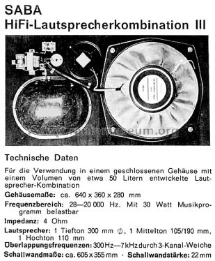 HiFi-Lautsprecherbox III ; SABA; Villingen (ID = 2367386) Parlante