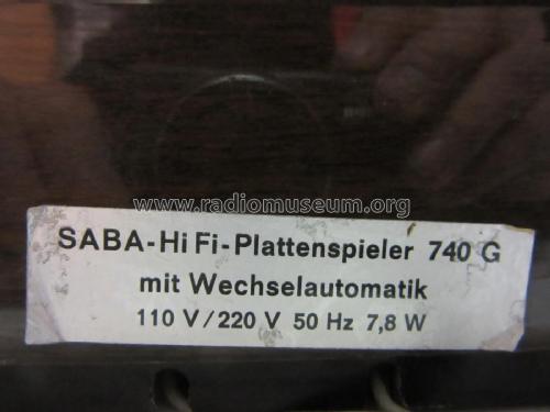 HiFi-Plattenspieler 740 G; SABA; Villingen (ID = 2371629) Reg-Riprod