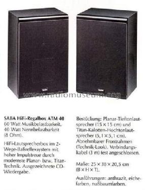 HiFi-Regalbox ATM40; SABA; Villingen (ID = 827974) Speaker-P
