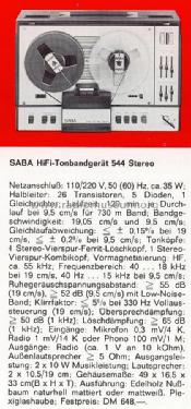 HiFi Stereo TG544; SABA; Villingen (ID = 1728633) R-Player