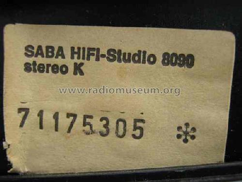 HiFi-Studio 8090 Stereo K; SABA; Villingen (ID = 657936) Radio