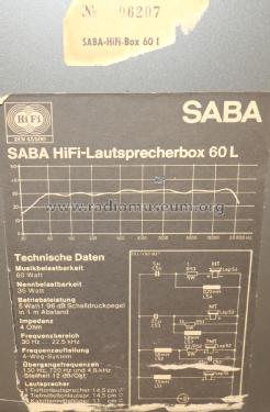 HiFi-Lautsprecherbox 60 L; SABA; Villingen (ID = 2379802) Speaker-P