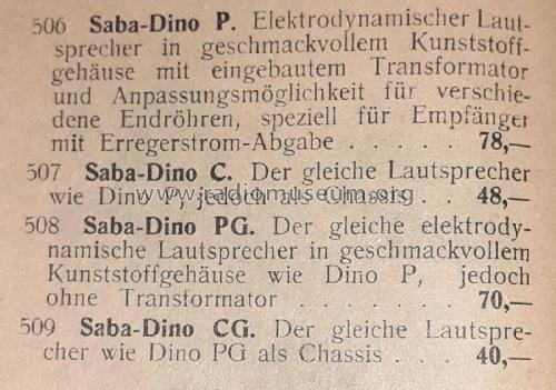 Lautsprecher Chassis Dino C; SABA; Villingen (ID = 3015449) Speaker-P
