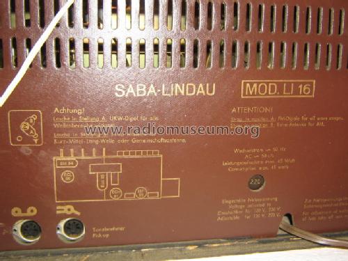 Lindau 16 Mod. LI16; SABA; Villingen (ID = 578404) Radio