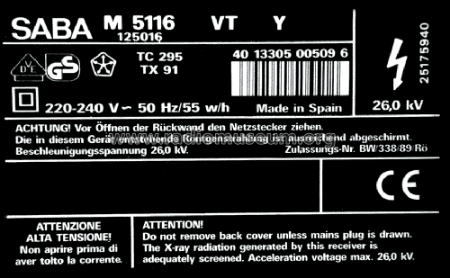 M5116; SABA; Villingen (ID = 888782) Television