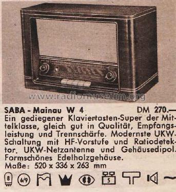 Mainau W4; SABA; Villingen (ID = 433809) Radio