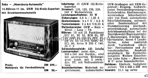 Meersburg-Automatic ; SABA; Villingen (ID = 2376669) Radio