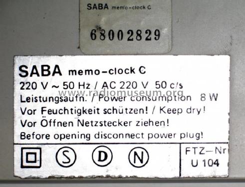 Memo Clock C; SABA; Villingen (ID = 543517) Radio