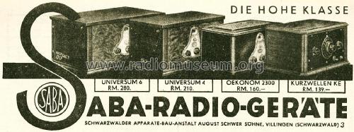 Oekonom 2300; SABA; Villingen (ID = 1746861) Radio