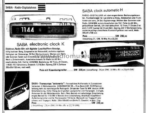 Radio Clock Automatic H; SABA; Villingen (ID = 1738643) Radio