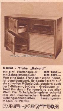 Rekord Truhe; SABA; Villingen (ID = 29453) Radio