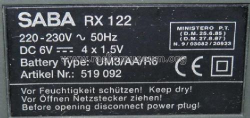 RX-122; SABA; Villingen (ID = 1827487) Radio