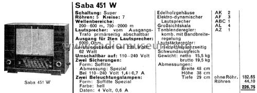 S-451W 451W; SABA; Villingen (ID = 2802286) Radio