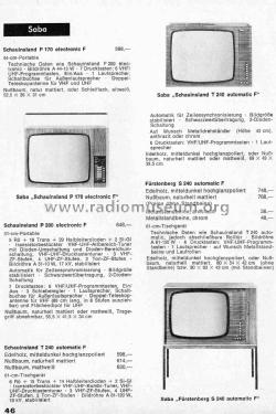 Schauinsland P200 electronic F; SABA; Villingen (ID = 2806005) Television
