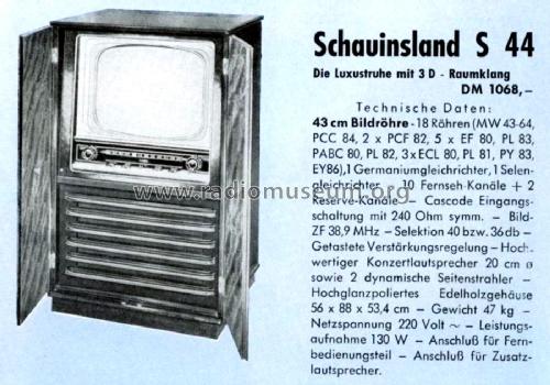 Schauinsland S44; SABA; Villingen (ID = 2901646) Télévision