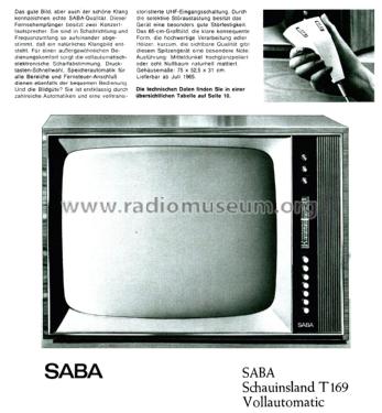 Schauinsland T169 Vollautomatic; SABA; Villingen (ID = 2914064) Televisore
