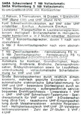 Schauinsland T169 Vollautomatic; SABA; Villingen (ID = 2914065) Télévision