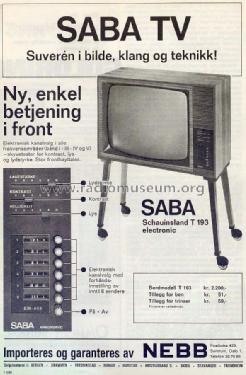 Schauinsland T193D electronic; SABA; Villingen (ID = 1251912) Television