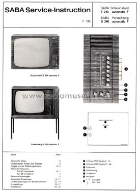 Schauinsland T240 automatic F; SABA; Villingen (ID = 2053775) Television