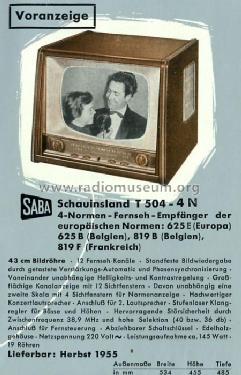 Schauinsland T504-4N; SABA; Villingen (ID = 206506) Television