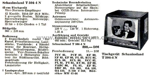 Schauinsland T504-4N; SABA; Villingen (ID = 2902753) Television