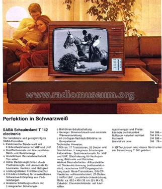 Schauinsland T 142 electronic H; SABA; Villingen (ID = 2049254) Television