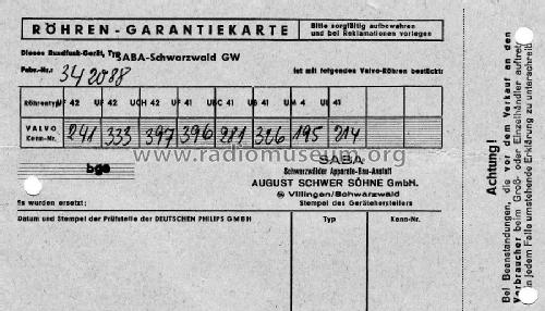 Schwarzwald GW; SABA; Villingen (ID = 1982541) Radio