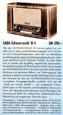 Schwarzwald W4; SABA; Villingen (ID = 2904256) Radio