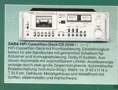 Stereo HiFi Deck CS2000; SABA; Villingen (ID = 1764508) R-Player