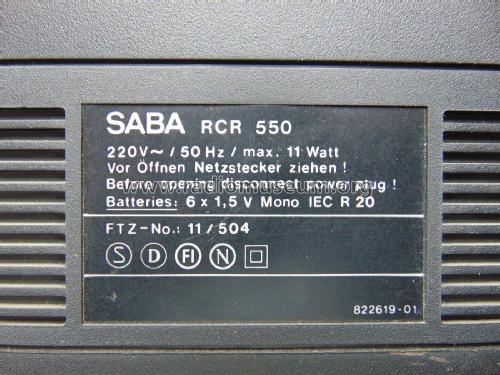 4 Band FM/SW/MW/LW Stereo Radio Cassette Recorder RCR 550; SABA; Villingen (ID = 2492483) Radio