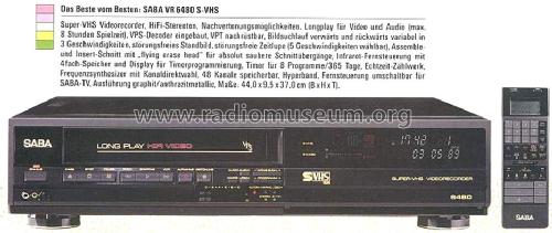 Super-VHS Videorecorder HiFi 6480; SABA; Villingen (ID = 2102277) R-Player