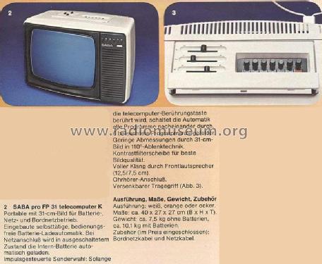 Telecomputer K Pro FP 31; SABA; Villingen (ID = 661634) Television