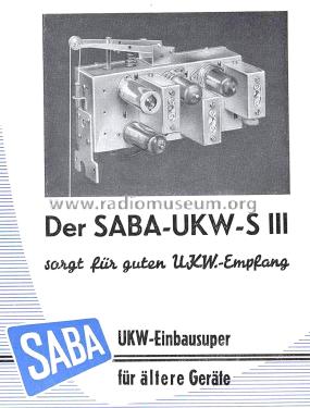 UKW Einbausuper UKW-S III ; SABA; Villingen (ID = 2903528) Adattatore