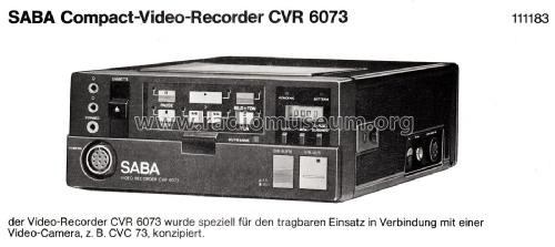 Ultracolor Compact-Video-Recorder CVR 6073 portable; SABA; Villingen (ID = 2050568) Sonido-V