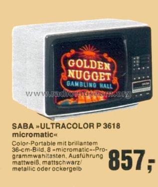 Ultracolor micromatic CM P 3618; SABA; Villingen (ID = 1767142) Television